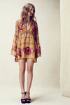 Boho Flare Sleeve Floral Tunic in Champagne - 2 Love One