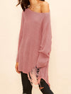 Cara Oversized Ripped Sweater in Pink - 2 Love One