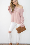 Lace Up Knit Top Soft Pink - 2 Love One