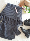 Tobey Off-Shoulder Tassel Knit in Dark Grey - 2 Love One