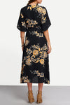 V-Neck Floral Print Wrap Dress in Midnight - 2 Love One