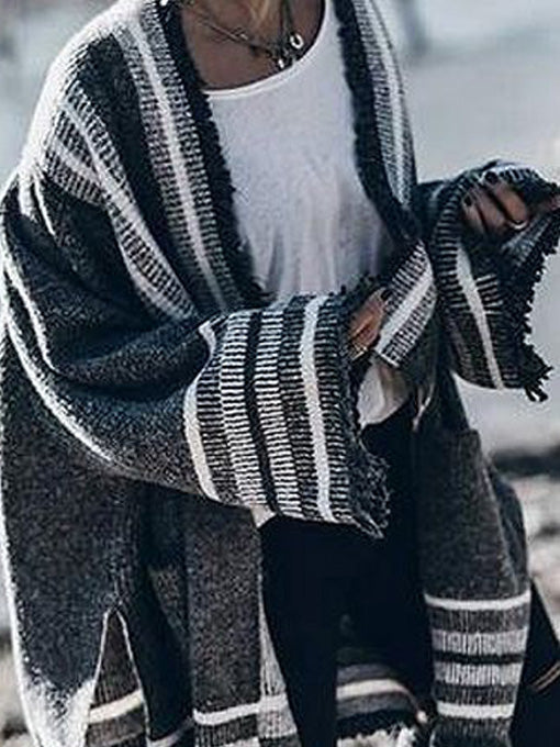 Amelia Contrast Fringe Knit Cardigan - 2 Love One