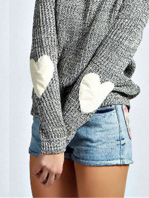 Anna White Heart Knit Sweater in Grey - 2 Love One