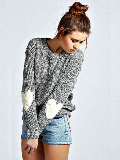 Anna White Heart Knit Sweater in Grey - 2 Love One