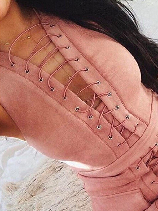 Artemis Lace Up Bodycon Dress in Pink - 2 Love One
