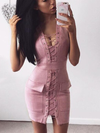 Artemis Lace Up Bodycon Dress in Pink - 2 Love One