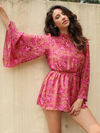 Backless Lace-up Floral Print Playsuit - 2 Love One
