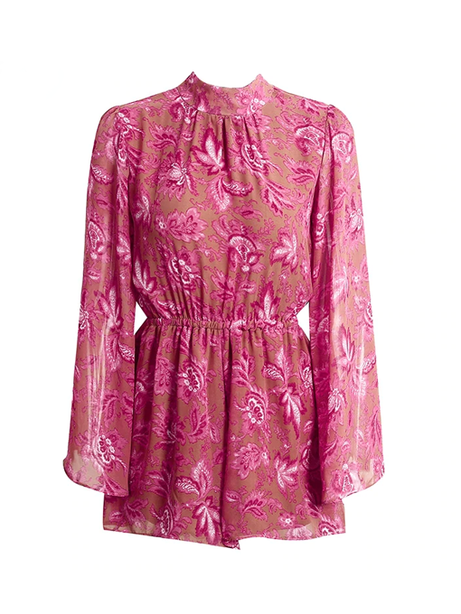 Backless Lace-up Floral Print Playsuit - 2 Love One