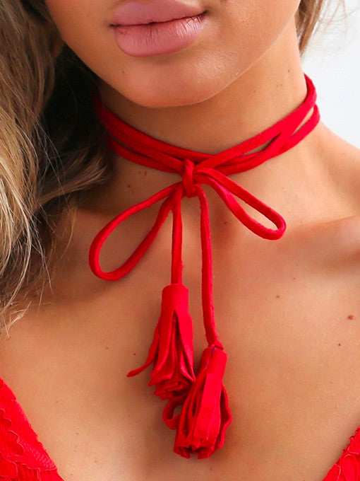 Bethany Suede Tassel Necklace - 2 Love One