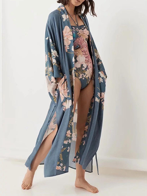 Bohemian Sashes Floral Print Kimono - 2 Love One
