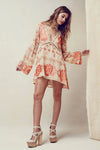 Boho Flare Sleeve Floral Tunic Pink - 2 Love One