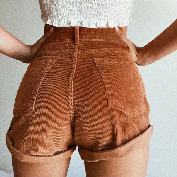トップス Luster High-Waisted Corduroy Shorts Men's Corduroy Shorts Loose Casual Elastic High Waist