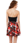 Plaid Flair Strapless Dress w/ Belt - 2 Love One