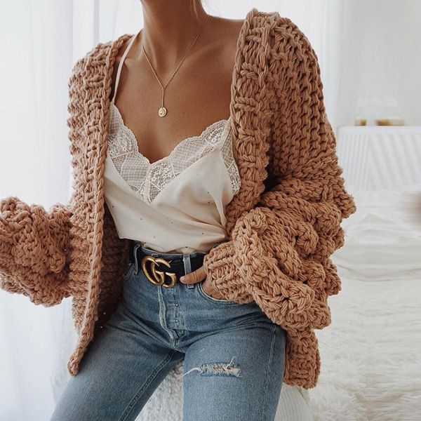Caitlin Puff Sleeves Hand Knit Cardigan 2 Love One