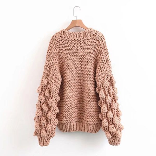 Caitlin Puff Sleeves Hand Knit Cardigan - 2 Love One