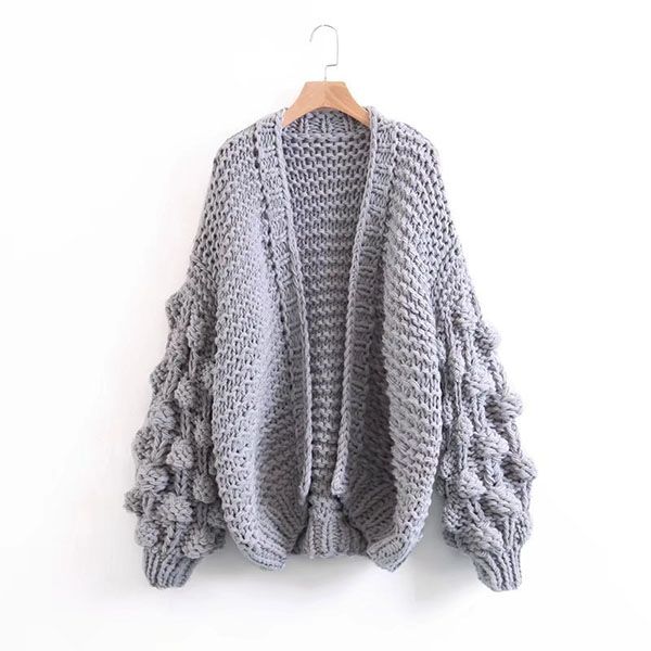 Caitlin Puff Sleeves Hand Knit Cardigan - 2 Love One