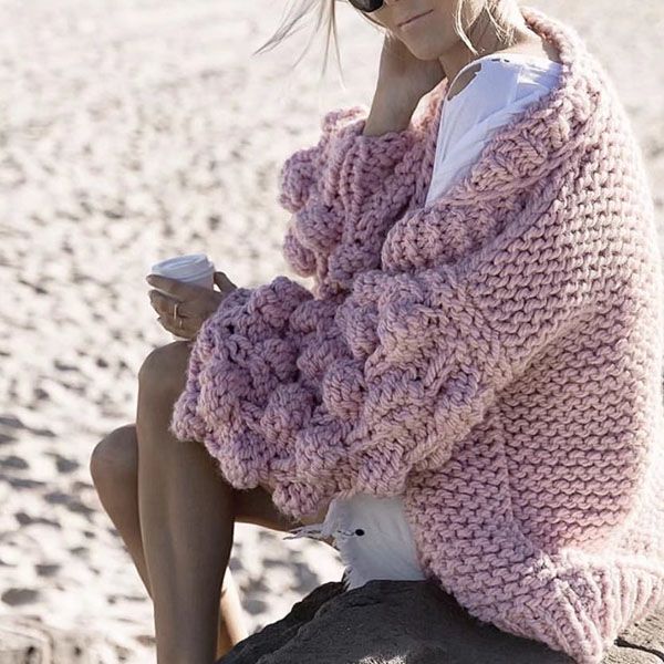 Caitlin Puff Sleeves Hand Knit Cardigan - 2 Love One