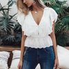 Caroline V-Neck Summer White Top - 2 Love One