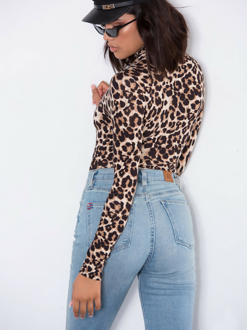 Cheetah Print Mock Neck Bodysuit - 2 Love One
