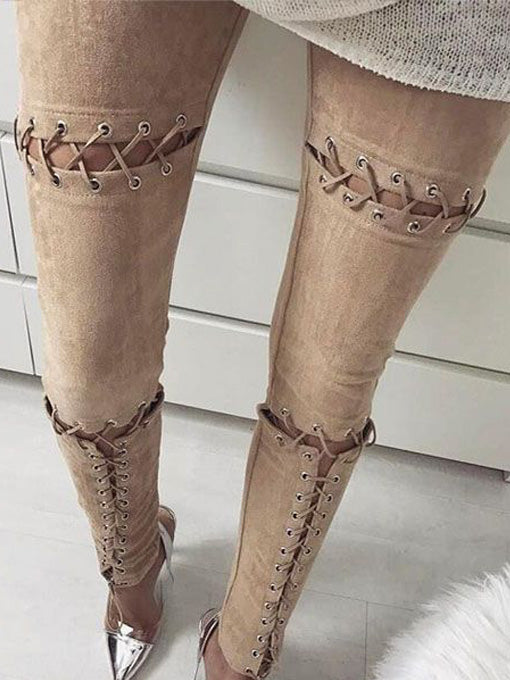 Chloe Lace Up Faux Suede Pants - 2 Love One