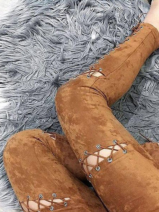 Chloe Lace Up Faux Suede Pants - 2 Love One