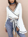 Chrissy Monochrome Wrap Crop Top - 2 Love One