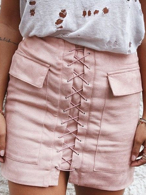 Ciara Criss Cross Skirt in Nude Pink - 2 Love One