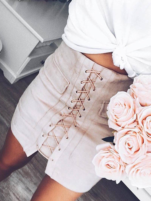 Ciara Criss Cross Skirt in Nude Pink - 2 Love One