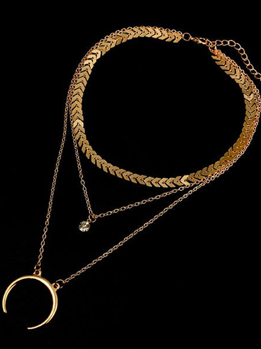 Crescent Moon Layered Necklace Set - 2 Love One