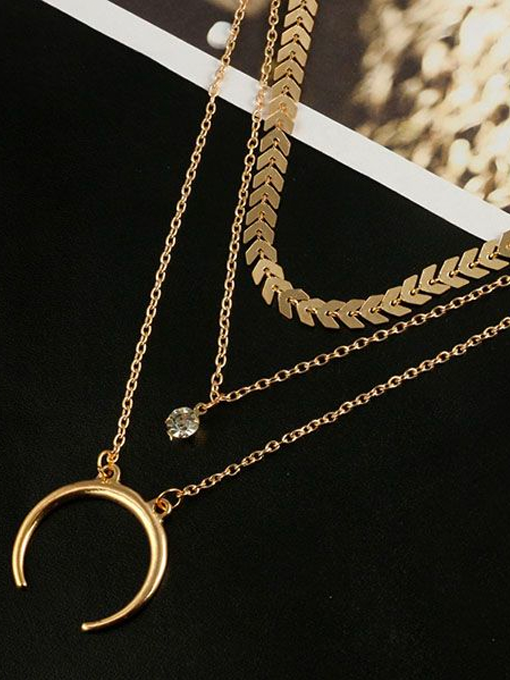 Crescent Moon Layered Necklace Set - 2 Love One