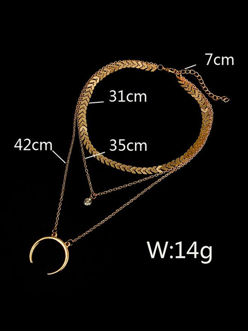 Crescent Moon Layered Necklace Set - 2 Love One