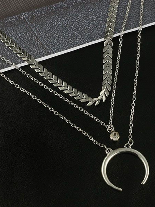 Crescent Moon Layered Necklace Set - 2 Love One