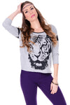 Tiger Leather Graphic Top - White - 2 Love One