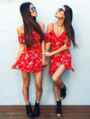 Daniela Off Shoulder Wrap Dress in Red - 2 Love One