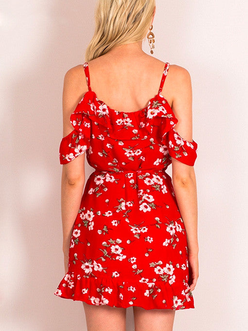 Daniela Off Shoulder Wrap Dress in Red - 2 Love One