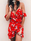 Daniela Off Shoulder Wrap Dress in Red - 2 Love One