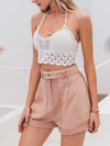 High-Waisted Hollow Out Pink Short