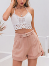 High-Waisted Hollow Out Pink Short