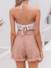 High-Waisted Hollow Out Pink Short