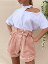 High-Waisted Hollow Out Pink Short
