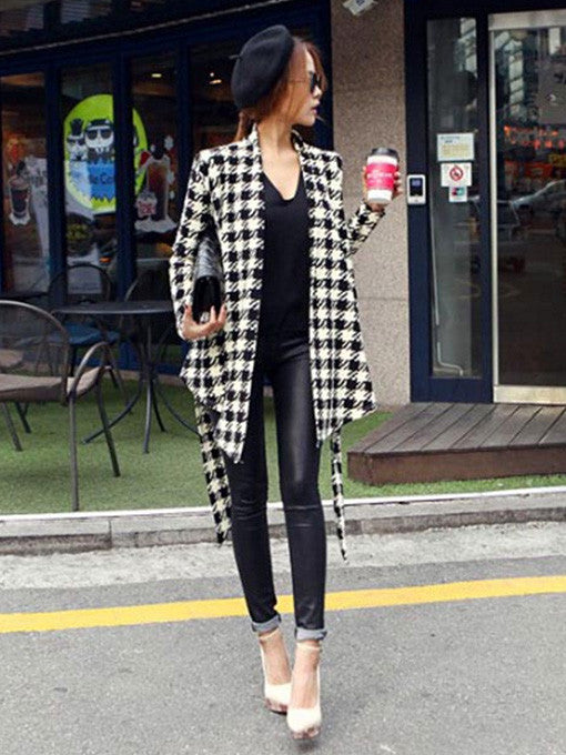 Houndstooth Long Sleeve Cardigan - 2 Love One
