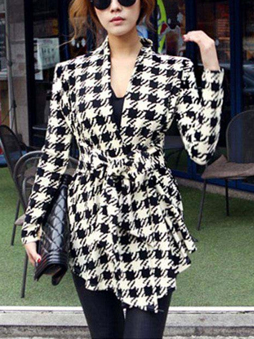 Houndstooth Long Sleeve Cardigan - 2 Love One