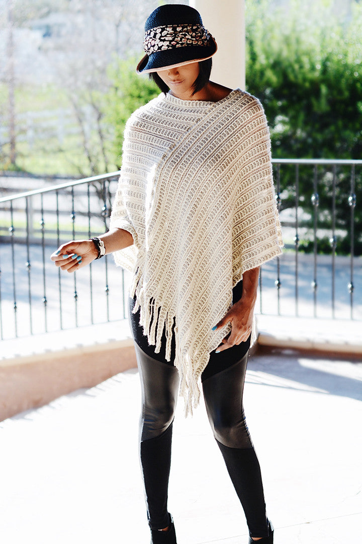 Fringe Knit Poncho - 2 Love One