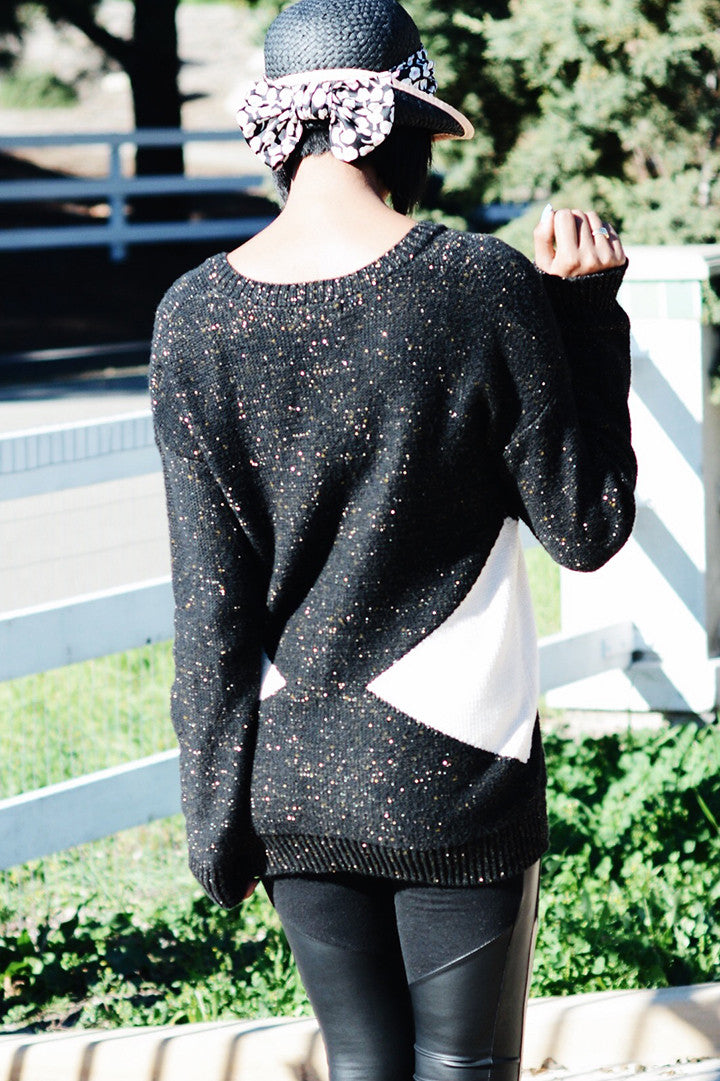 Sparkle Me Black &amp; White Sweater - 2 Love One