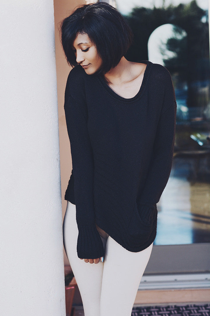 Slouchy Ribbed Knit Sweater Top - 2 Love One