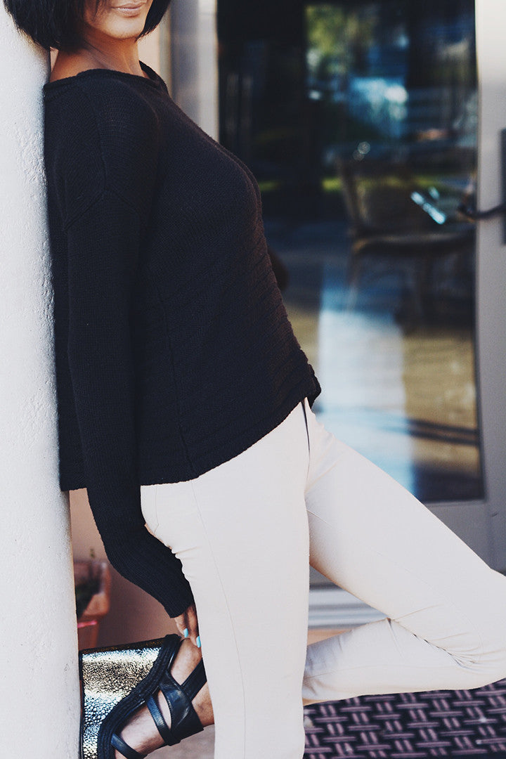 Slouchy Ribbed Knit Sweater Top - 2 Love One