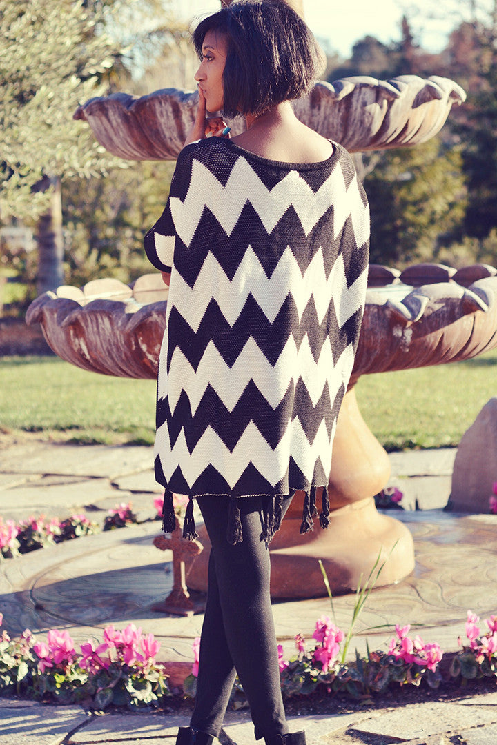 Chevron Print Cardigan w/ Fringe Detail - 2 Love One