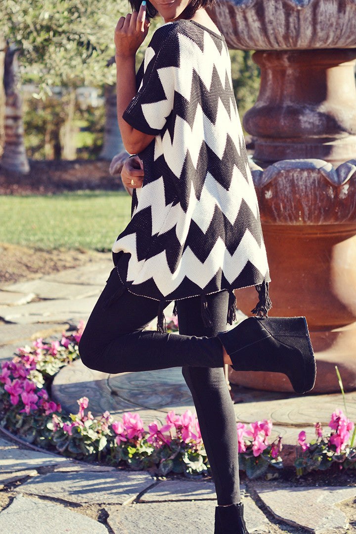 Chevron Print Cardigan w/ Fringe Detail - 2 Love One
