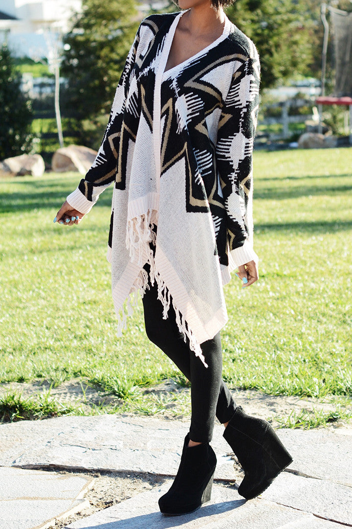 Tribal-Inspired Asymmetrical Cardigan - 2 Love One