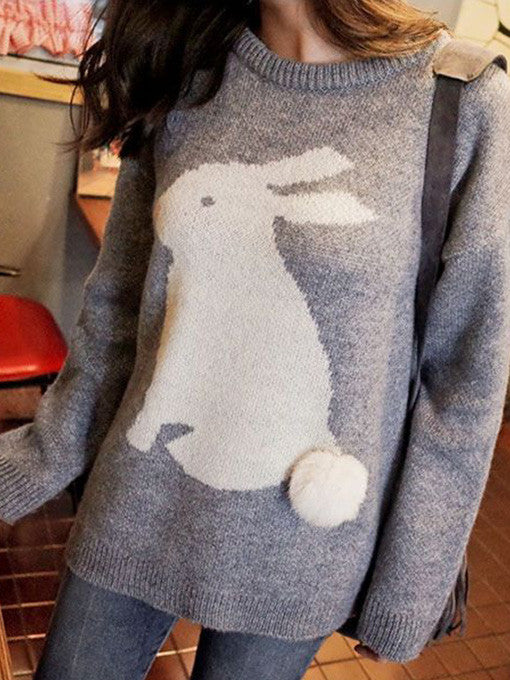 Jaden Bunny Knit Sweater in Grey - 2 Love One